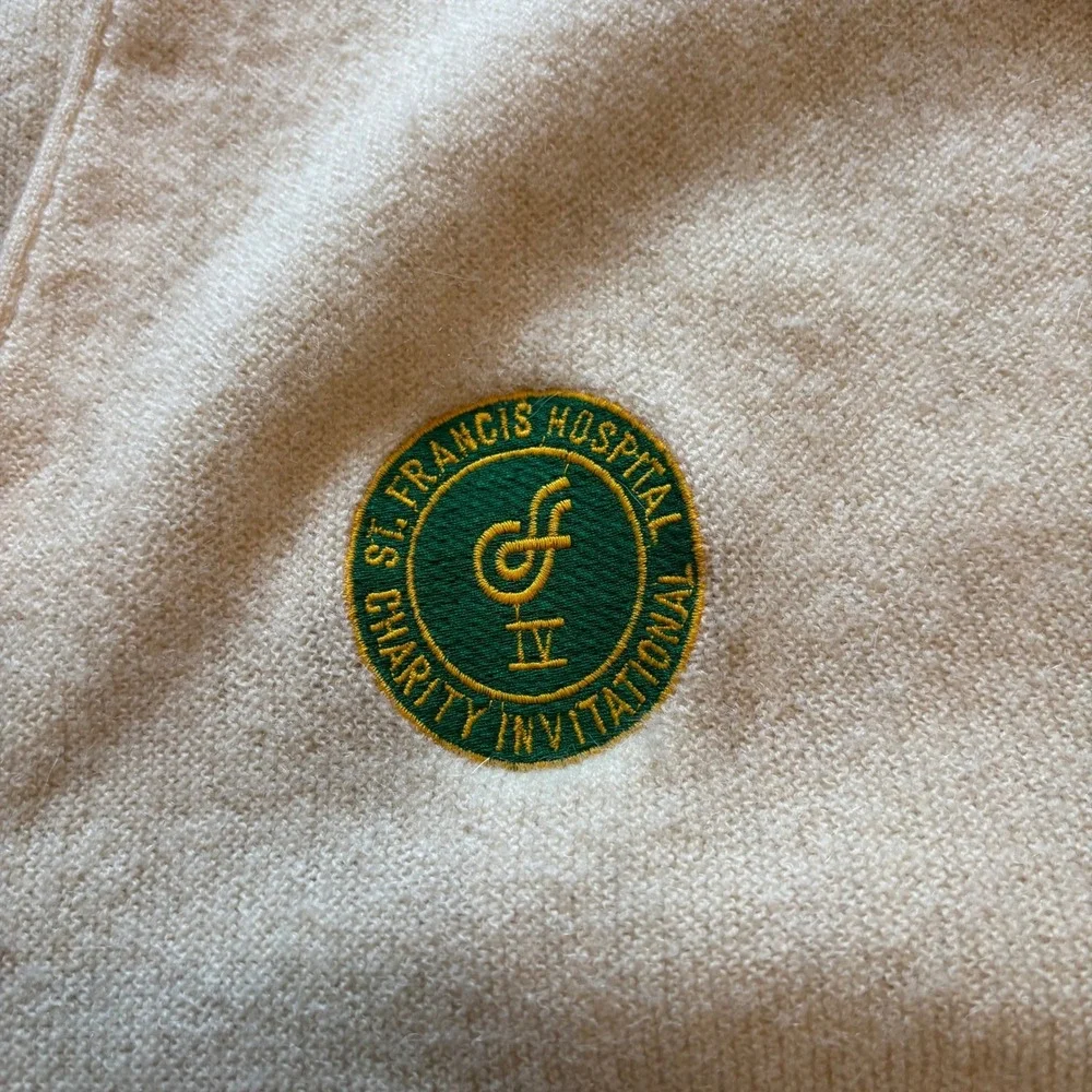 Vintage Arnold Palmer Robert Bruce Cardigan Sweater Cream XL Golf 60s 70s USA